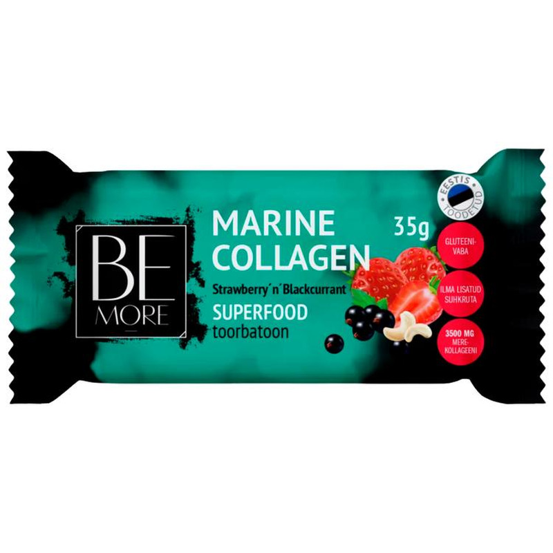 Collagen Strawberry Blackcurrant toorbatoon, BE MORE, 35 g