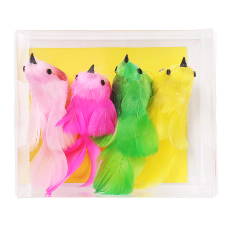 Dekoratiivne lind sulgedega Cozy Home 12x2,5x4,5cm, 4tk ES26