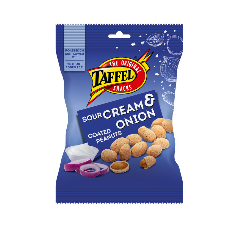 Hapukoore-sibulamaitselised kaetud maapähklid, TAFFEL, 140 g