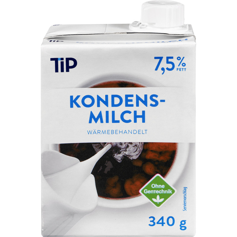 TIP Kondenspiim suhkruta 7,5% 340g (kõrgkuumutatud)