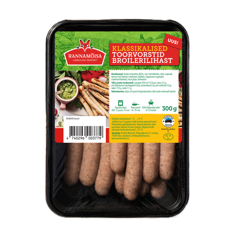 Rannamõisa Klassikalised Toorvorstid Broilerilihast 300g