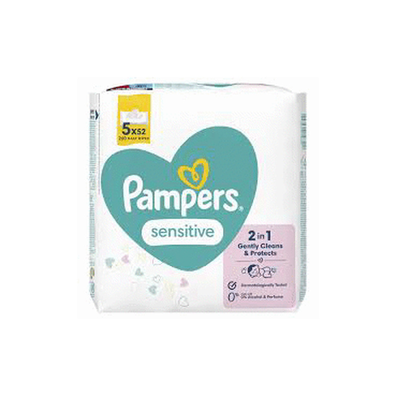 Niisked salvrät.PAMPERS Sensitive 5x52tk