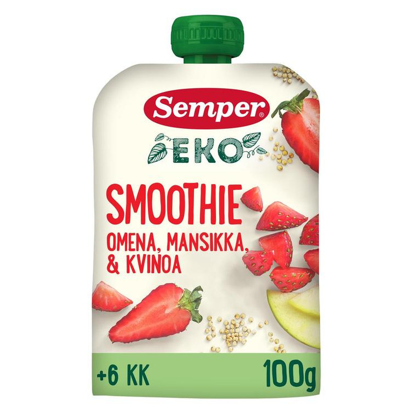 Semper mahepuuviljapüree õuna-maasika-kinoa 100g, alates 6-elukuust