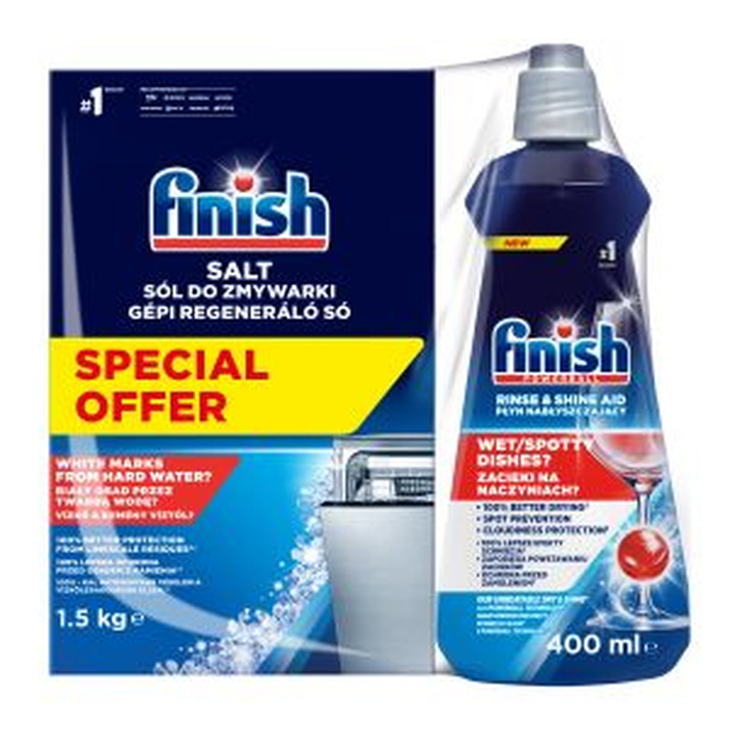 Loputusvahend + sool, 400 ml + 1,5 kg, FINISH, 1 kmpl