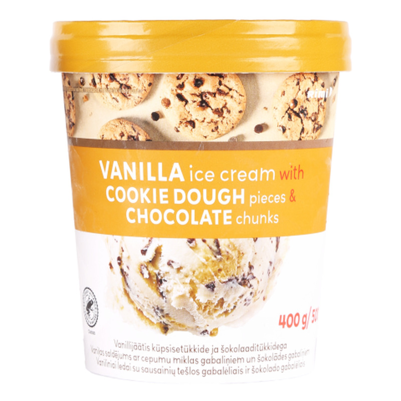 Vanillijäätis küpsisetükkide ja šokolaaditükkidega Rimi 500ml/400g