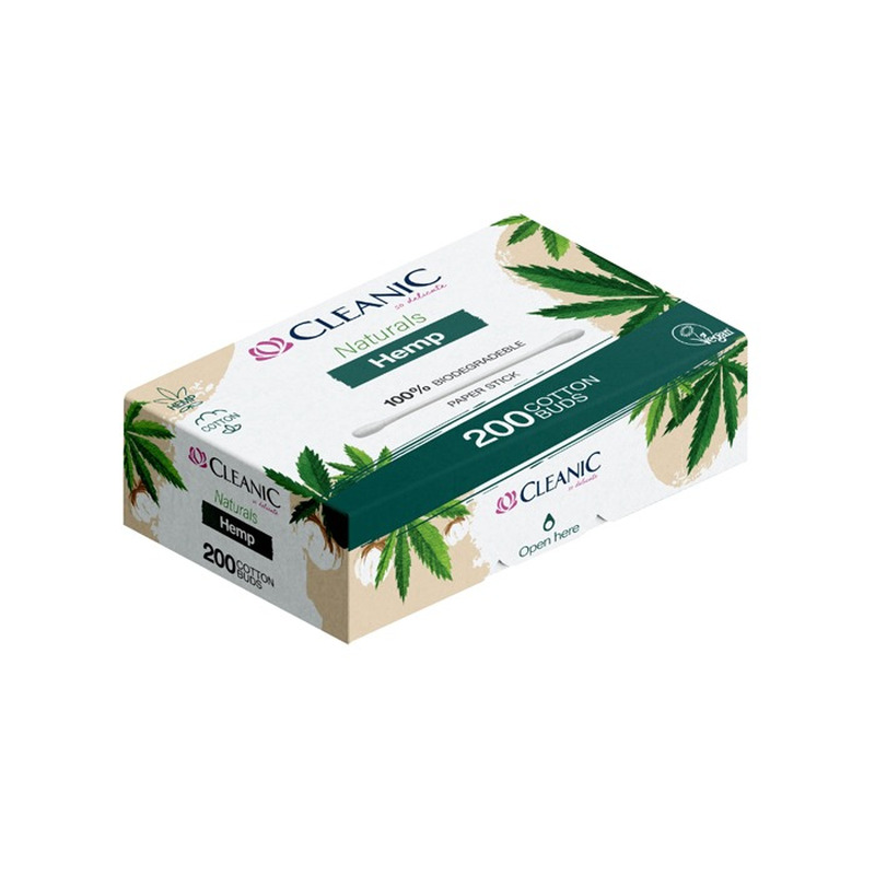 Vatitikud karbis Naturals Hemp, CLEANIC, 200 tk