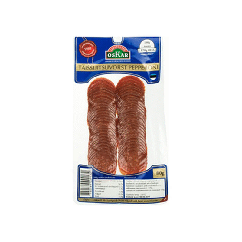 Täissuitsuvorst Pepperoni OSKAR,80g viil, 80 g