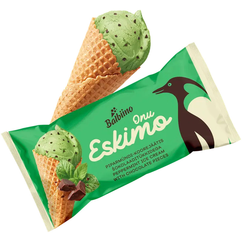 Onu Eskimo Piparmündimaitseline Koorejäätis Šoklaaditükkidega koonuses 80 g