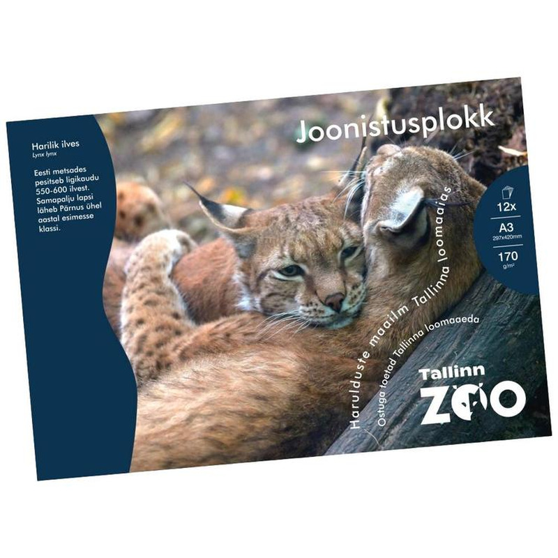 Joonistusplokk Tallinna Loomaaed A3/170g 12 lehte , TALLINNA ZOO, 1 tk