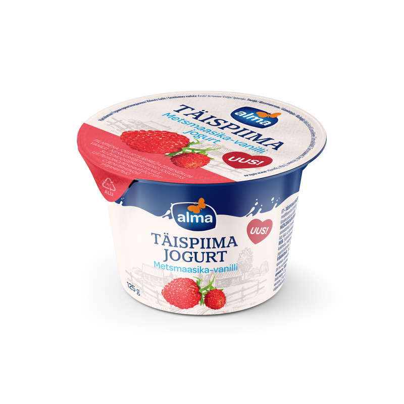 ALMA Täispiimajogurt metsmaasika-vanilli 125g