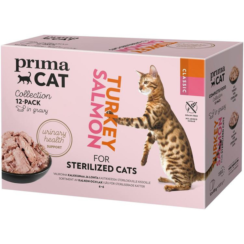 Steriliseeritud kassidele eine valik, PRIMACAT, 12x85g