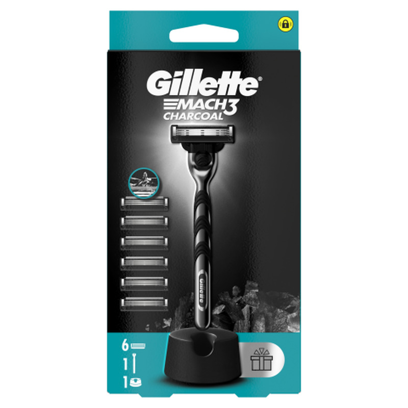 Raseerija Gillette Mach3 Charcoal, 6 raseerimisterad meestele