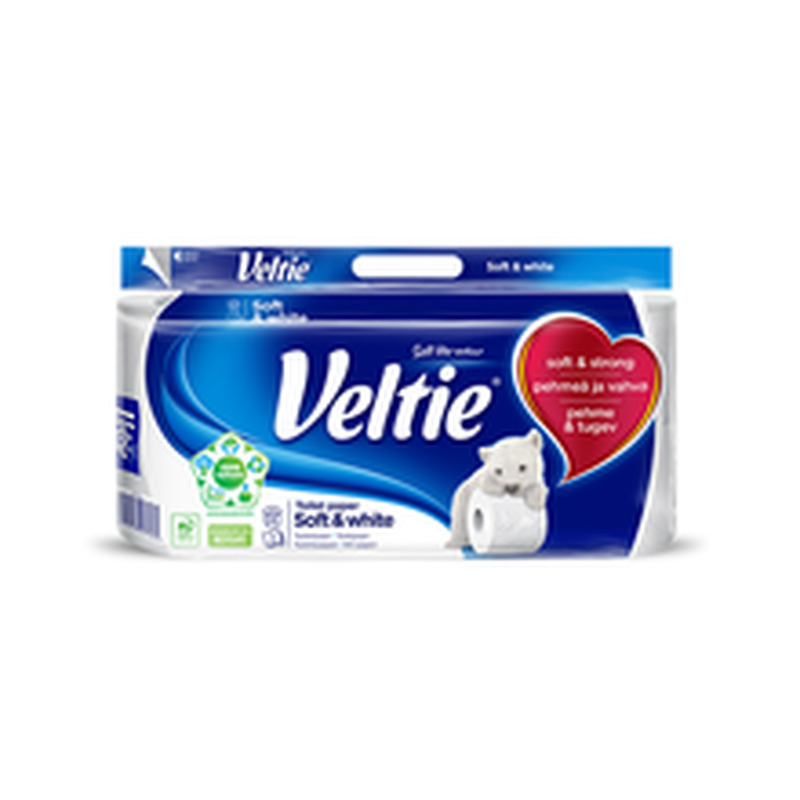 Tualettpaber Soft White 3-kihiline, VELTIE, 8 rulli