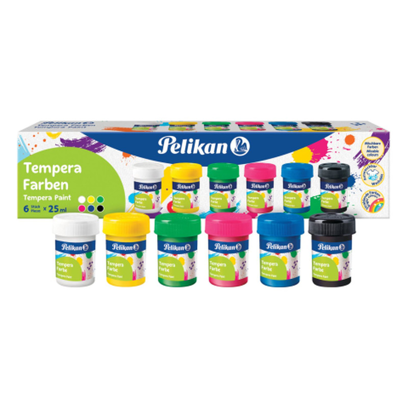 Guašš Pelikan 6 värvi, a' 25ml