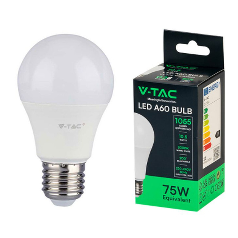 LED lamp E27/A60/10.5W/1055lm/3000K, V-TAC, 1 tk