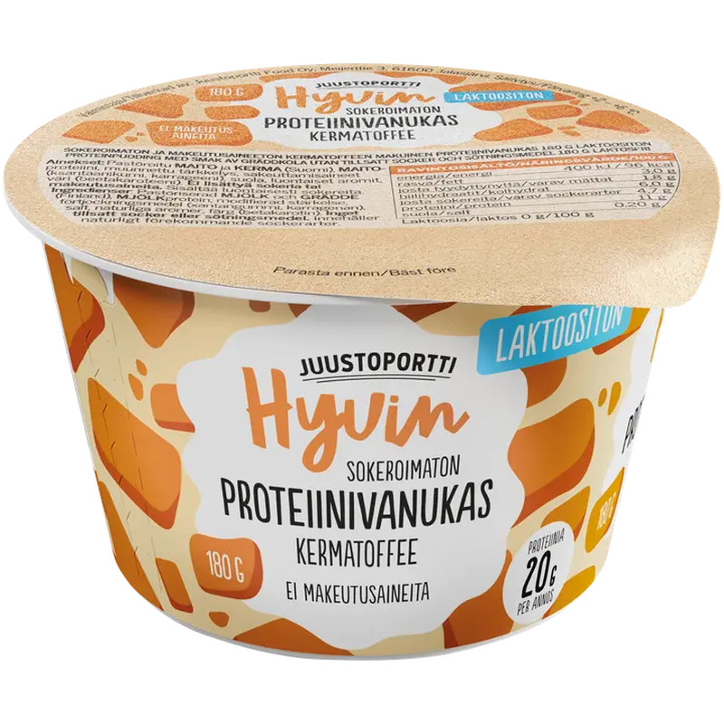 Juustoportti Hyvin karamellimaitseline proteiinipuding, laktoosivaba, 180 g