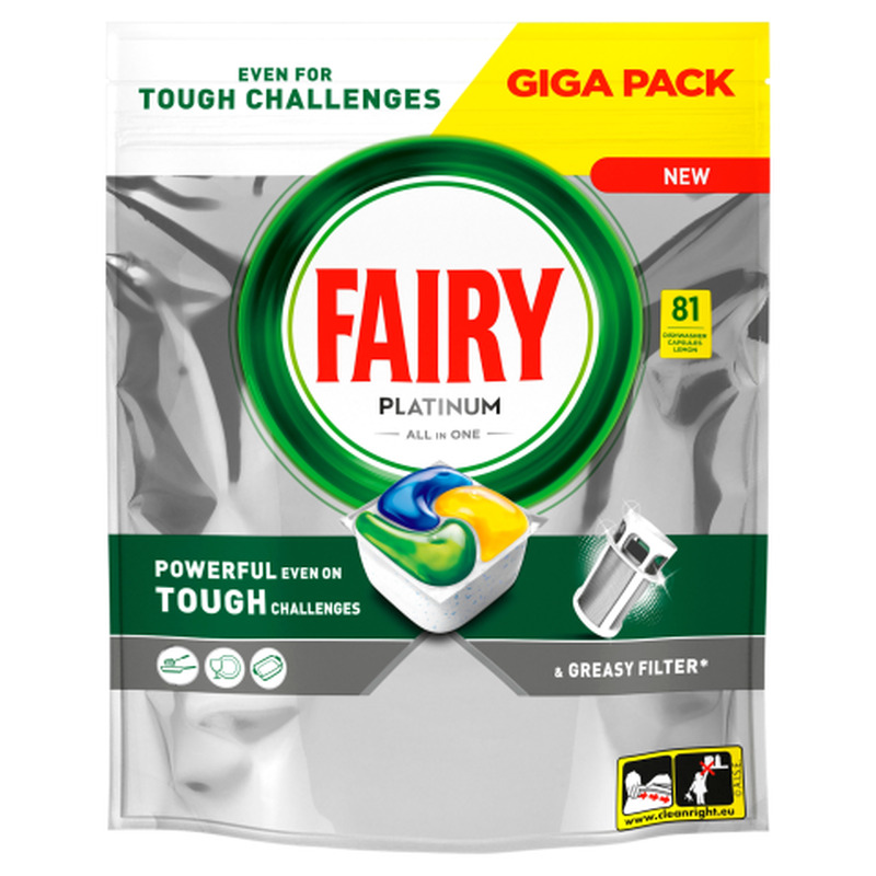 Nõudepesukapslid Fairy Platinum Lemon 81tk