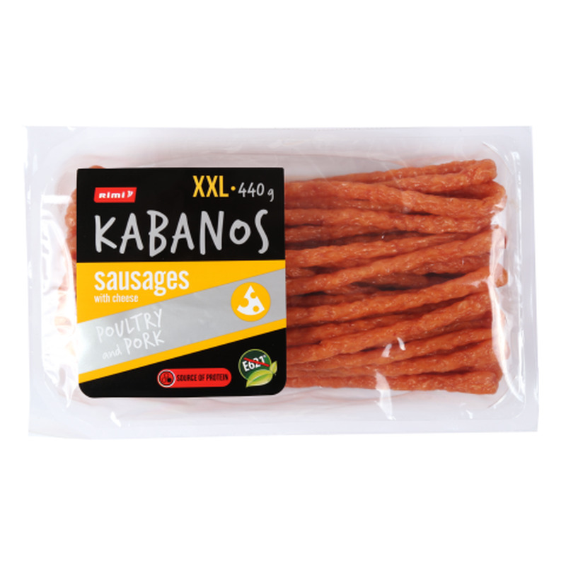 Linnu- ja sealihavorstid juustuga Rimi Kabanos 440g