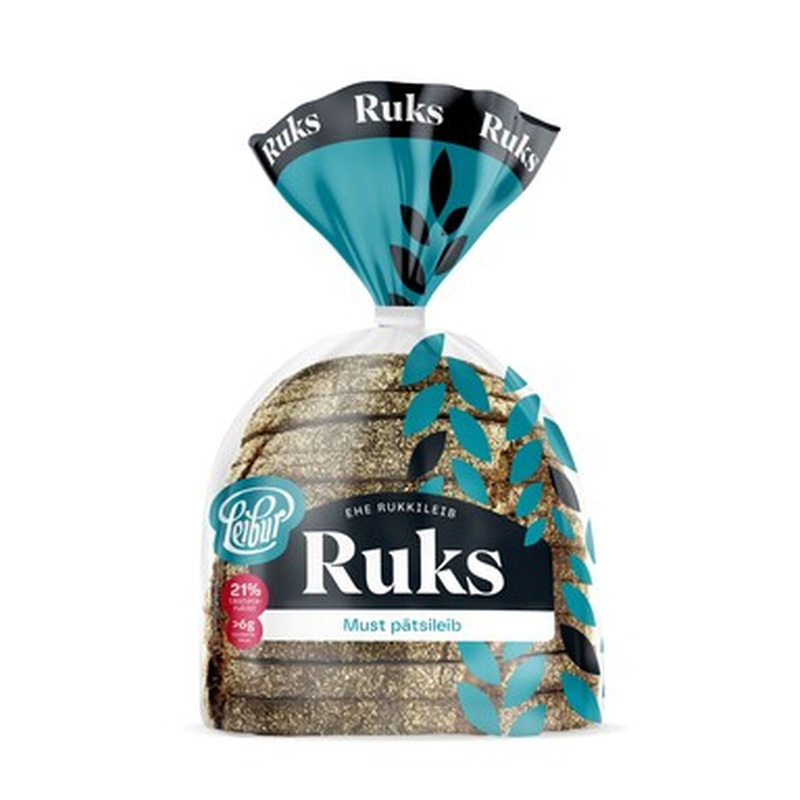 LEIBUR Ruks must pätsileib 390g