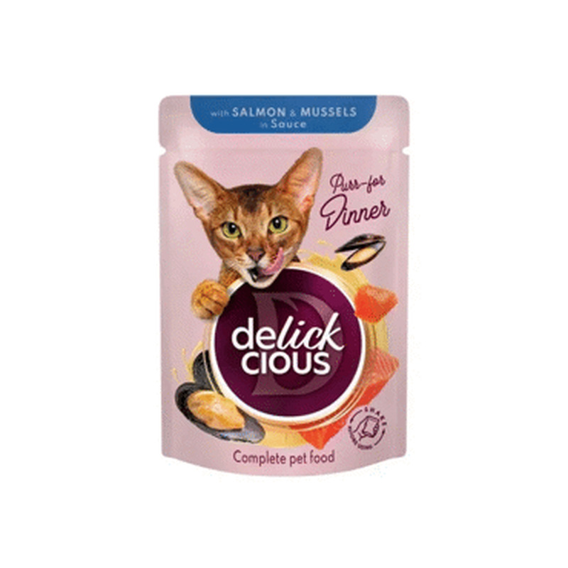 Kassisööt lõhe/rannakarp.DELICKCIOUS 85g