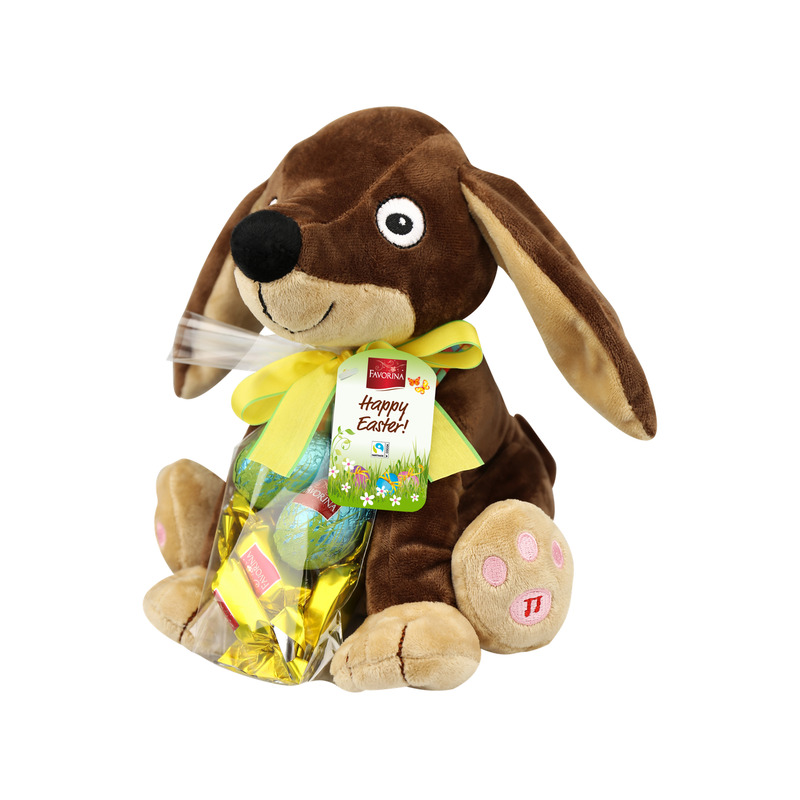 Muusikaline plüüsist mänguasi šokolaadikommidega