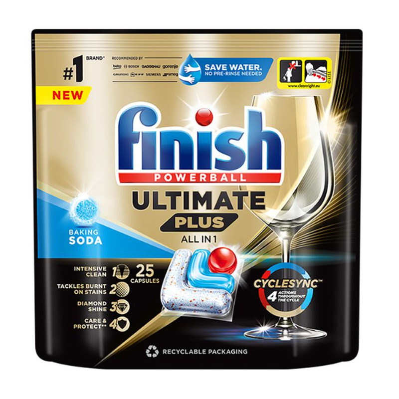 Nõudepesumasina tabletid Ultimate PLUS Baking soda, FINISH, 25 tk