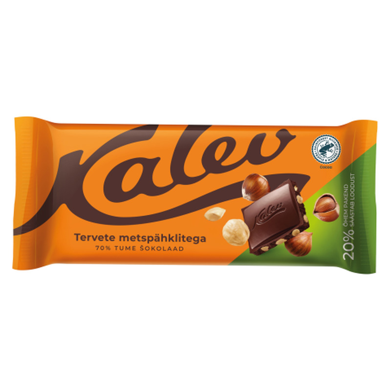 Tume šokolaad tervete metspähklitega Kalev 100g