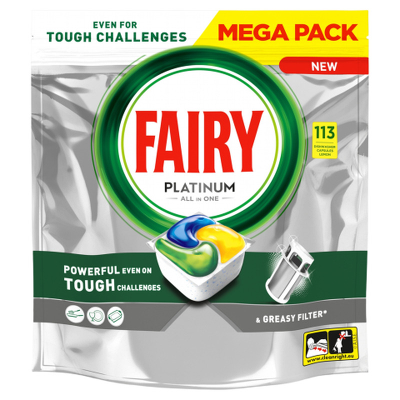 Nõudepesukapslid Fairy Platinum Lemon 113tk