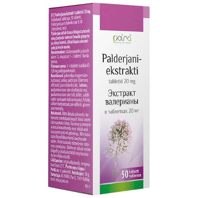 Paira palderjani ekstrakt. 20MG TAB N50