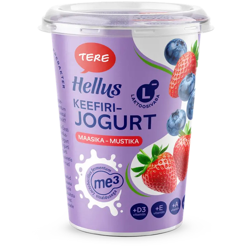 Hellus ME-3 keefirijogurt maasika-mustika, 380 g