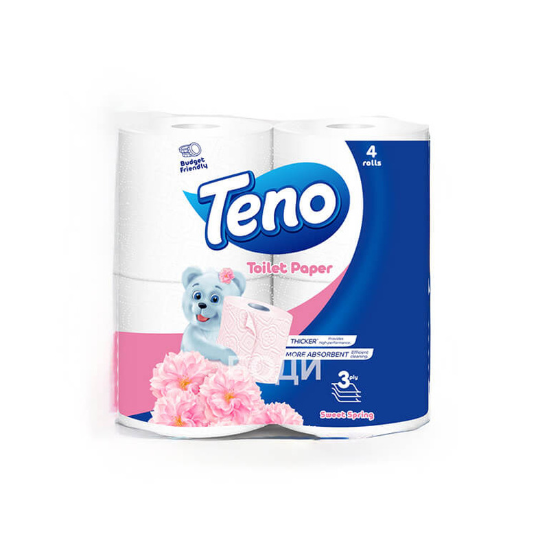 Tualettpaber TENO 4 rulli 3 kihiline