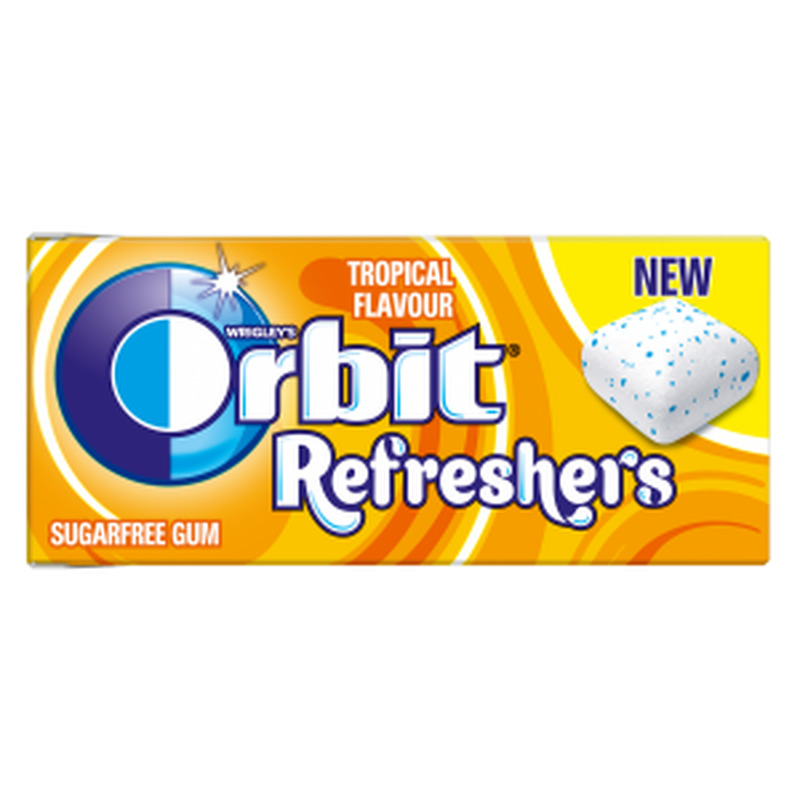 Suhkruvaba närimiskumm puuviljamaitseline magusainetega, ORBIT,