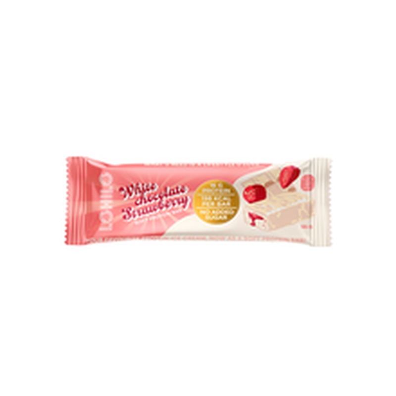 Pehme proteiinibatoon valge šokolaadi ja maasikatega 55g