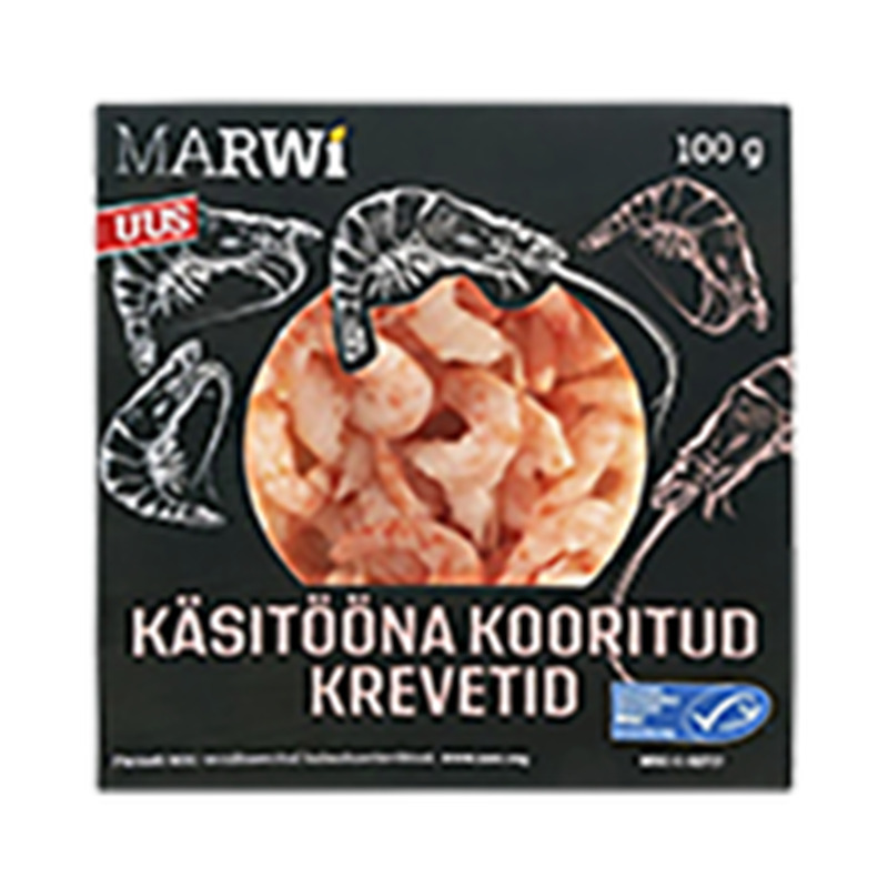 KÄSITÖÖNA KOORITUD KREVETID MARWI 100G
