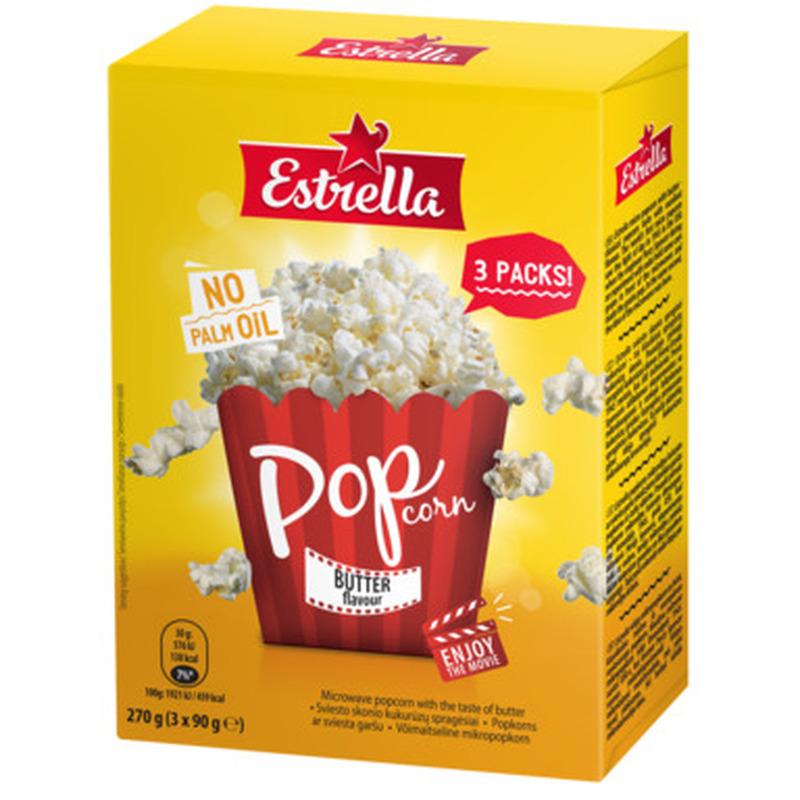 Mikropopkorn võimaitseline (3x90g), ESTRELLA, 270g