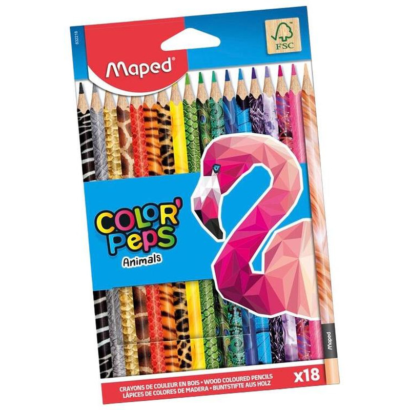 Värvipliiats ColorPeps Animal, MAPED, 18tk