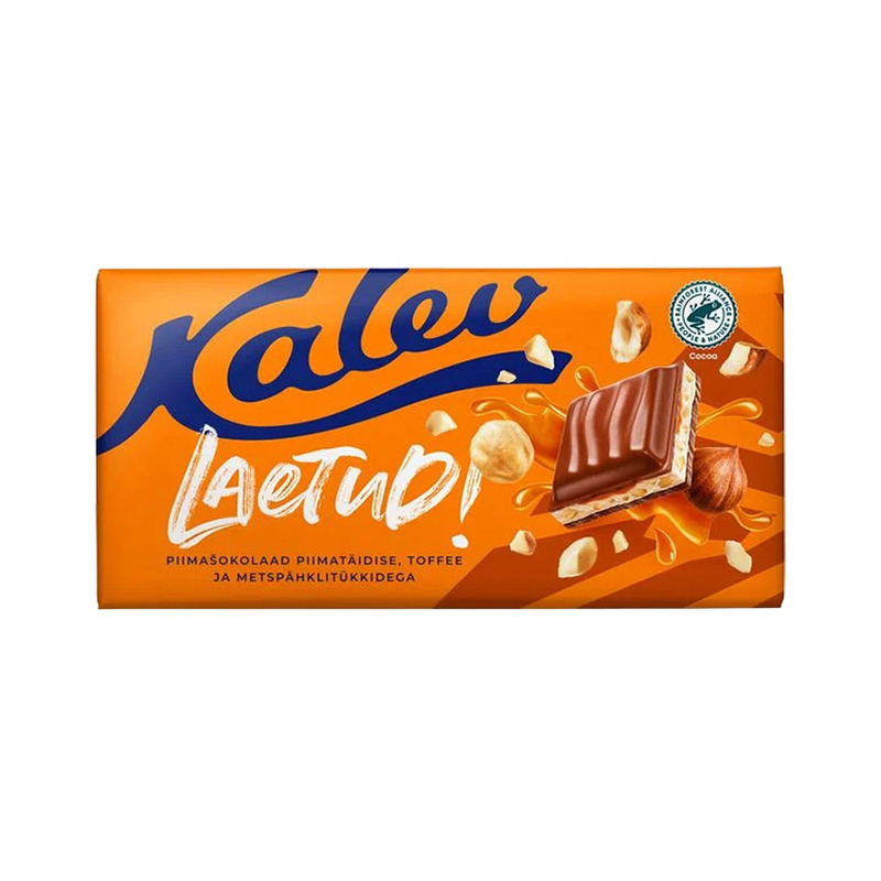Piimašokolaad piimatäidise, toffee ja metspähklitükkidega, KALEV, 145 g