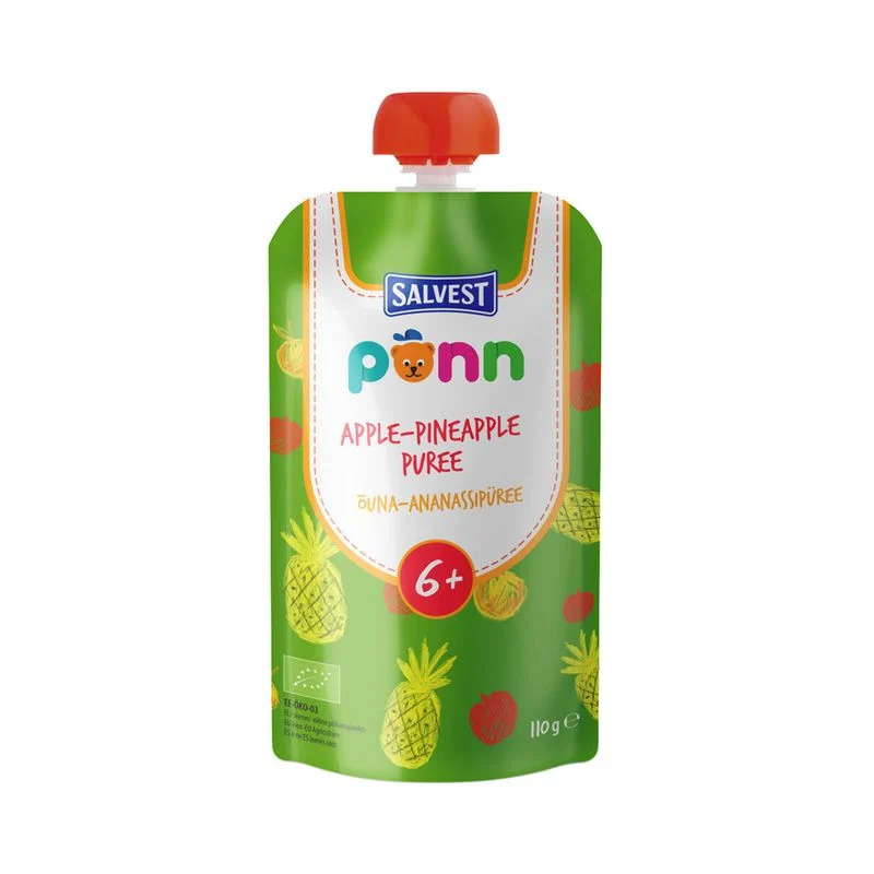 Ökoloogiline Õuna-ananassipüree 6+, PÕNN,