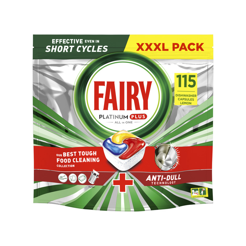 Fairy Platinum Plus All in One’i Nõudepesumasina Tabletid Lemon, 115 Tabletid