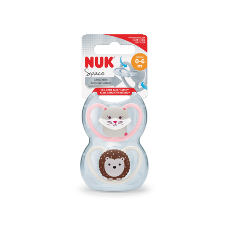 Lutt Nuk Space 0-6 kuud silikoon 2tk