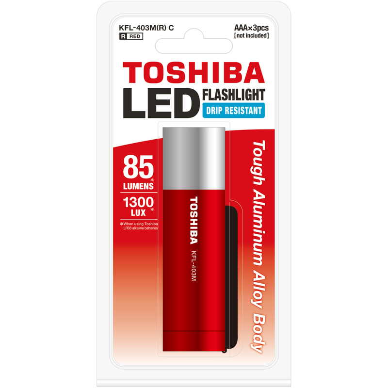 KAST 10 tk! Toshiba taskulamp Mini LED KFL-403M(R), 85 lm punane