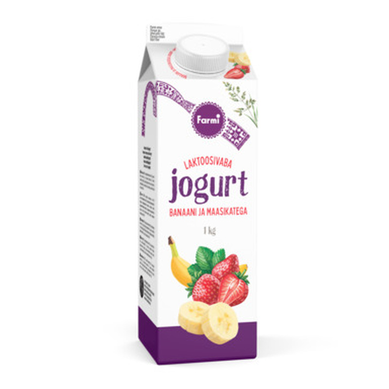 FARMI Maasika-banaani jogurt 1kg (laktoosivaba, pure)