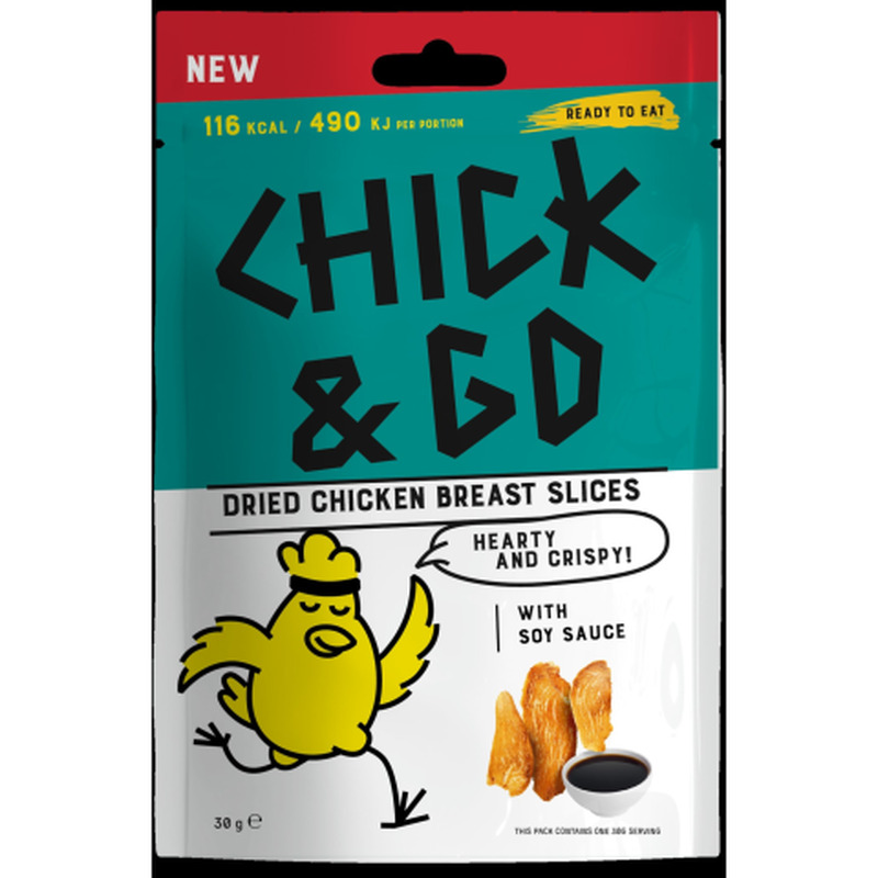Kuivatatud kana rinnafilee viilud sojakastmega magusainega Chick&Go 30g