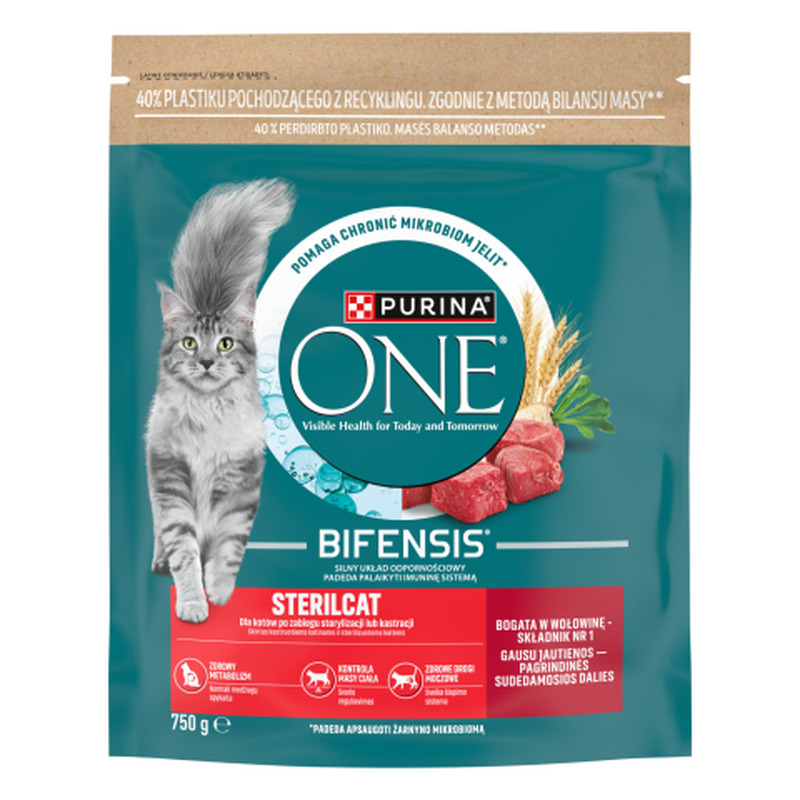 Kassitoit steriliseeritud kassidele veisega Purina One 750g