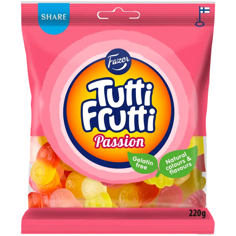 Fazer Tutti Frutti Passion kommikott 220g