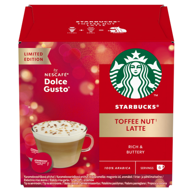 Kapslid Starbucks Latte Toffee Nut 12tk, 128g