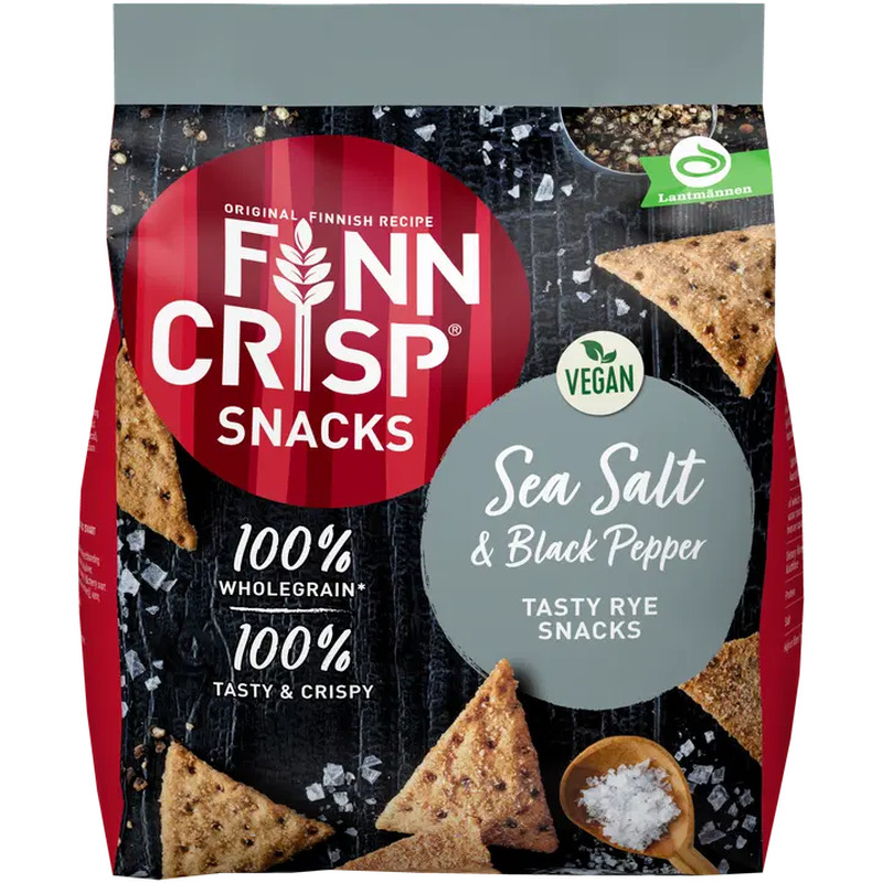 Täistera rukkisnäkid meresoola ja musta pipraga, FINN CRISP, 150 g