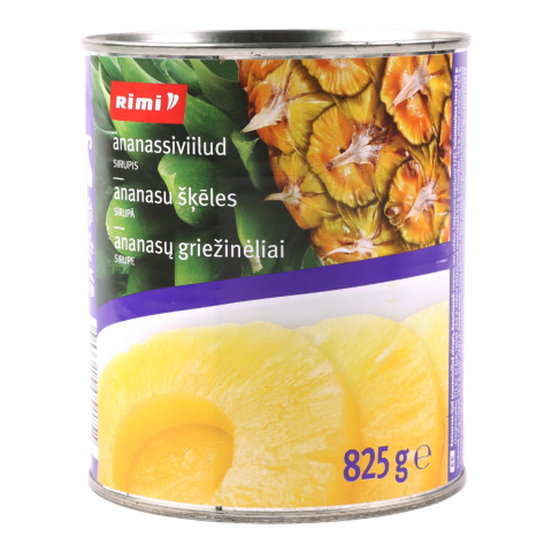 Konserveeritud ananassiviilud siirupis Rimi 825g/490g
