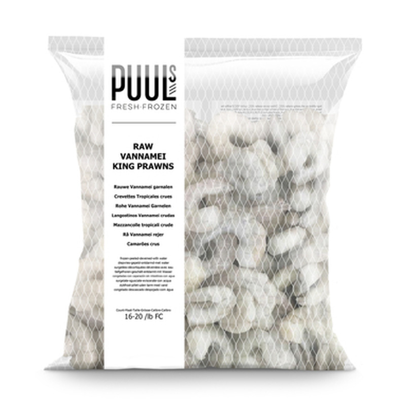 PUUL'S Vannamei krevetid 16/20 1kg/800g neto (kooritud, toored