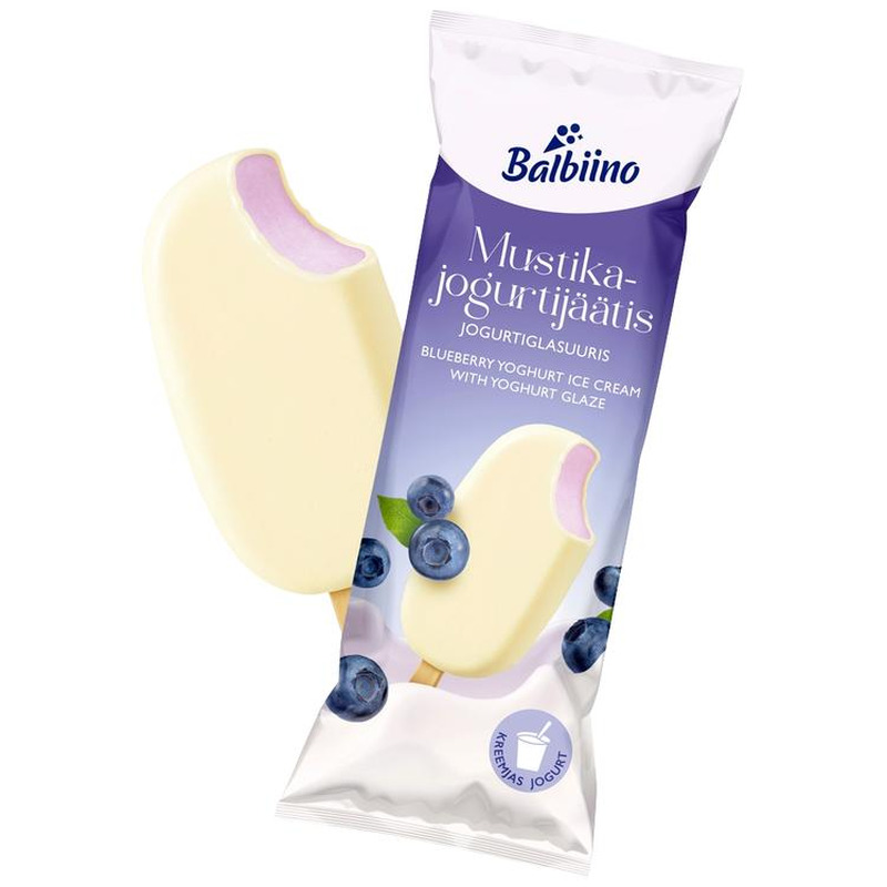 Mustika-jogurtijäätis jogurtiglasuuris, BALBIINO, 54 g